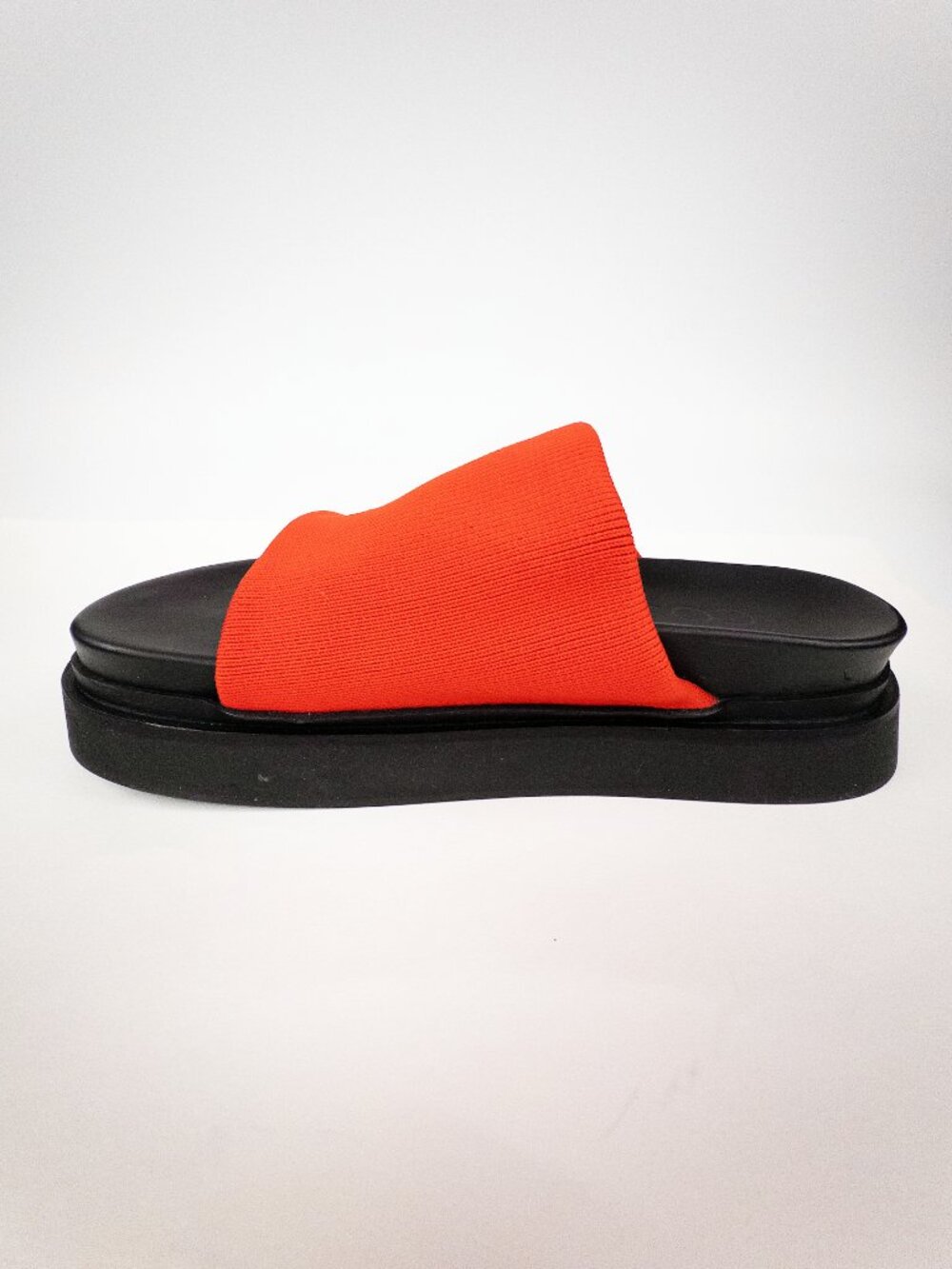 COS NWT Knit Platform Slides Red Orange Chunky Minimalist Sandals Sz 8 - Picture 3 of 6